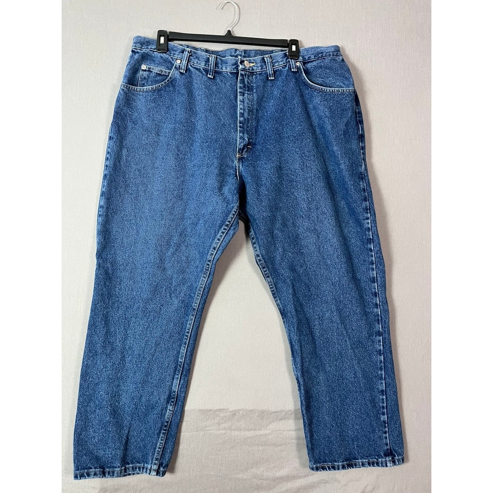 Wrangler Relaxed Fit Jeans 44x29 Cotton Blue Denim Workwear Rugged EUC